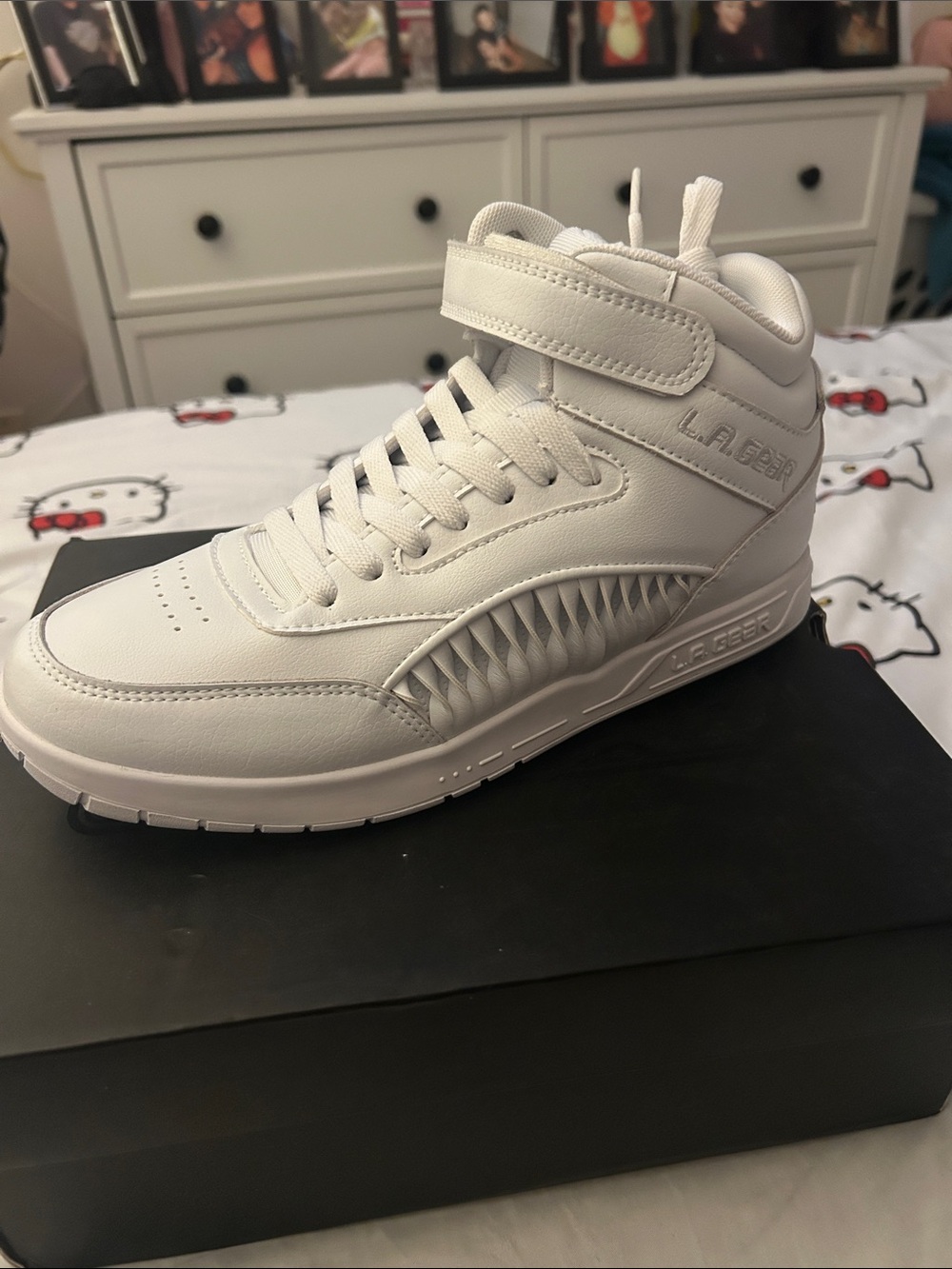 L.A. Gear All-White High-Top Sneaker with Strap